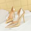 Fashionable High Heels, Women's Slim Heels, Shallow Mouthed Pointed Side Hollowed Out Banquet Shoes