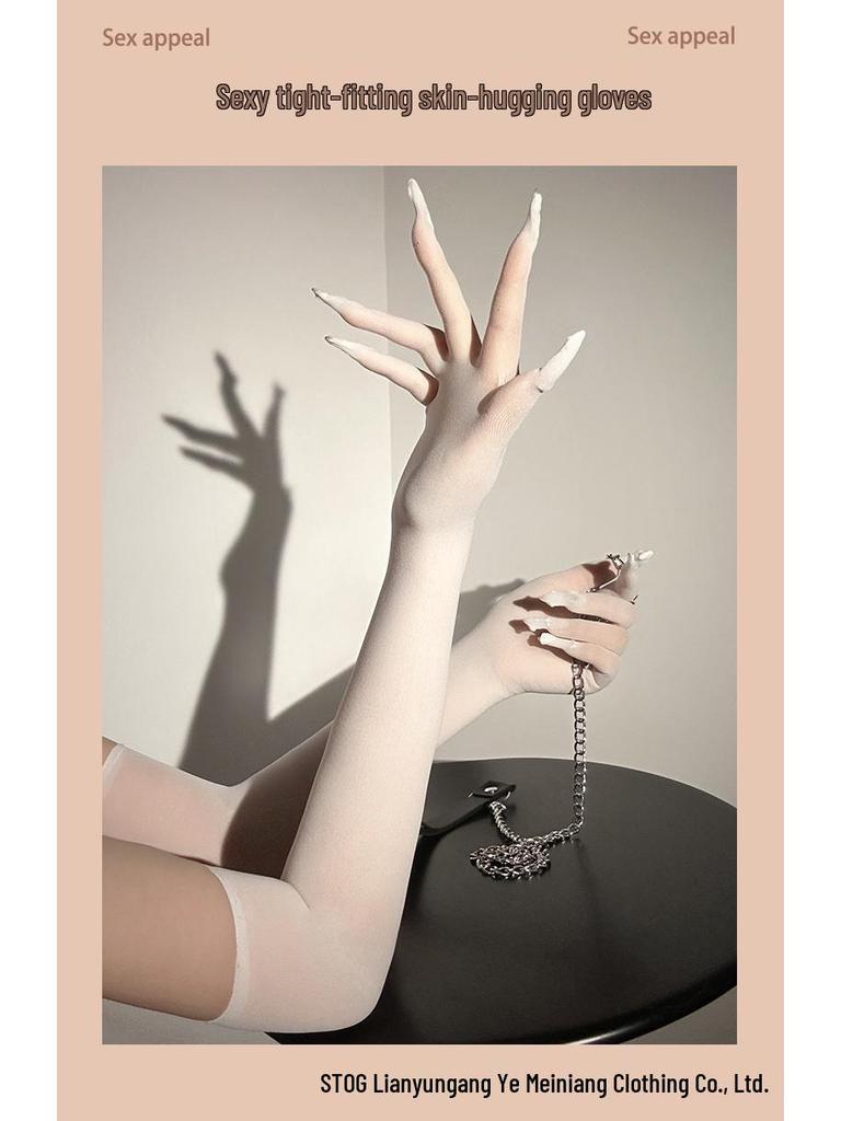 Pure Desire Black Silk Seamless Ultra-Thin Sexy Erotic Gloves