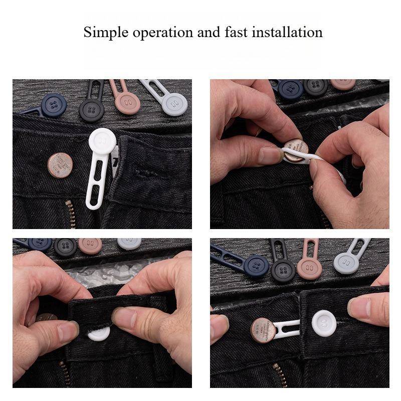 2/1pc Button Extender for Pants, Adjustable Waist Button, Retractable Waistband Expander, No Sew Buttons