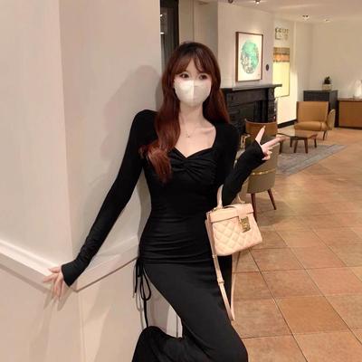 2024 Autumn/Winter French Waist-Cinching Hepburn Style Long-Sleeved Slimming Base Layer