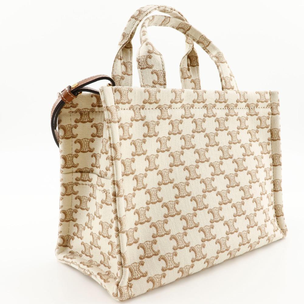 CELINE Triomphe Small Hippo Thais Handbag 19916 2EZ6 01BC 2WAYShoulder beige canvas Women Used