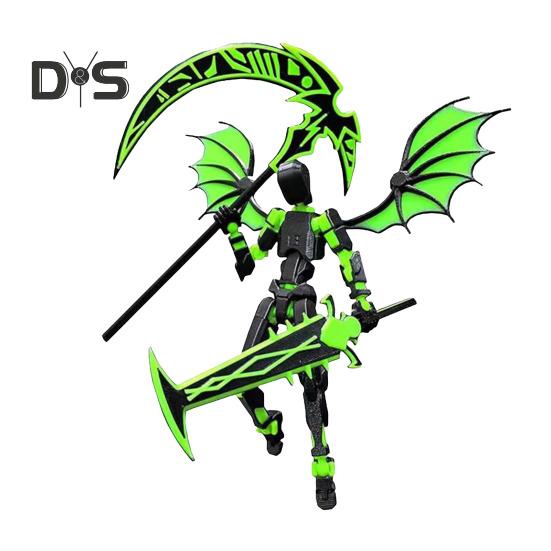 Devil Robot Action Figure with Wing Weapon Accessory Movable Joints 3D Printed Robot Model Toy Stress Relief Articulated Dummy Figurine Decoration