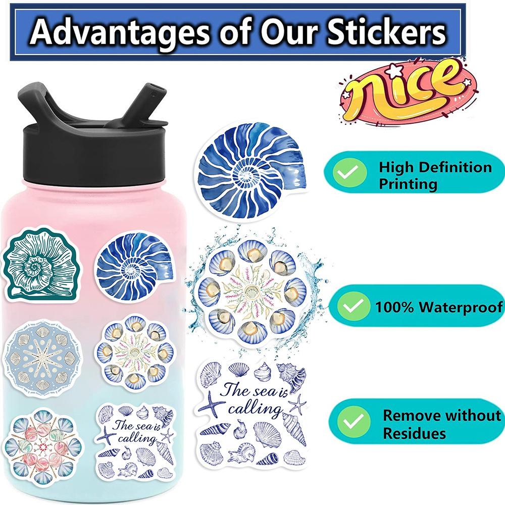 50 Cartoon Blue Coast Girl Doodle Stickers Decorative Guitar Notebook Suitcase DIY