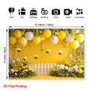 One 2D Printed Yellow Bee Garden Scene Background Fabric, Made of Polyester Fiber, for Home Use.