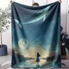 Whale Starry Sky Throw Soft Flannel AC Blanket Lightweight Summer Nap Throw Cozy  Blanket for Sofa Bed Travel Home