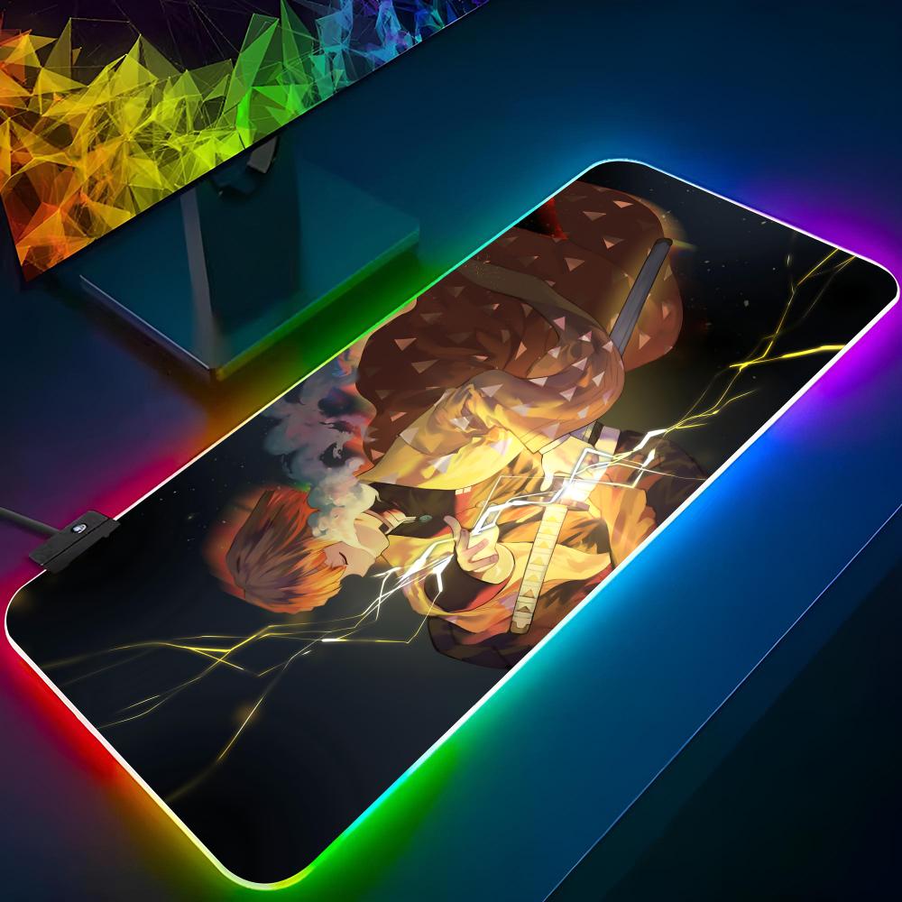 Anime Demon Slayer Mouse Pad Gaming Rgb Anime Mousepad Backlit Keyboard Gamer Girl Xxl Laptop Mat Table Pads Deskpad