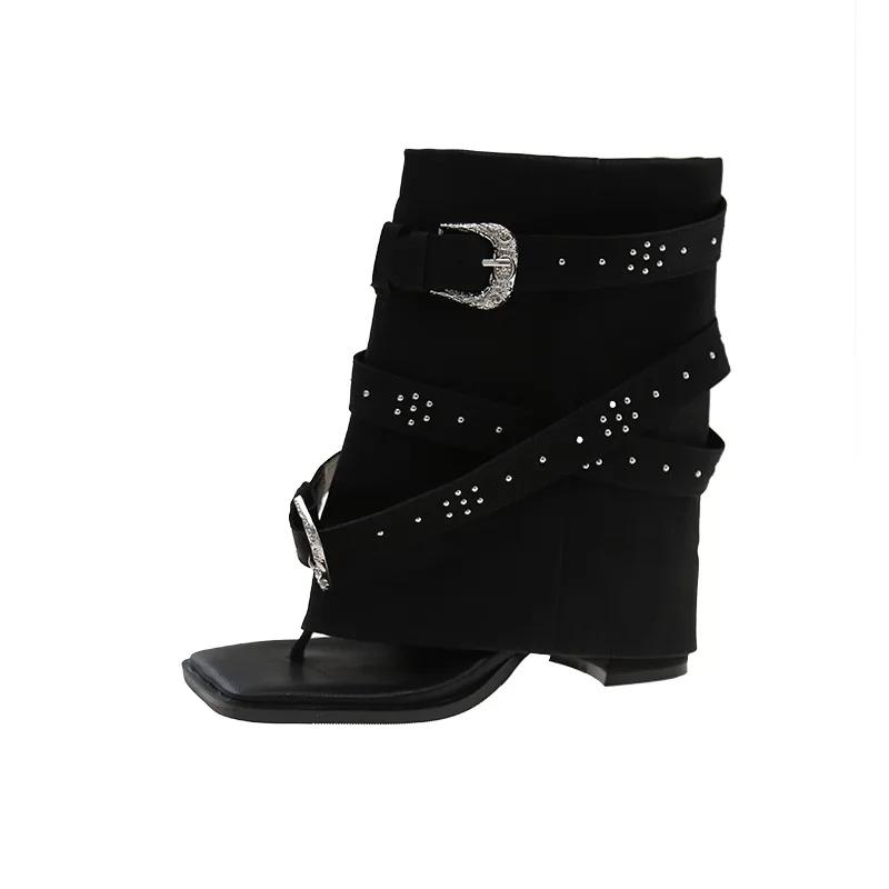 Fashion Women's Fashion Clip Toe Herringbone Cool Boots Summer New Designer Brand Buckle Pants Punk Platform Sandals Pumps Shoes