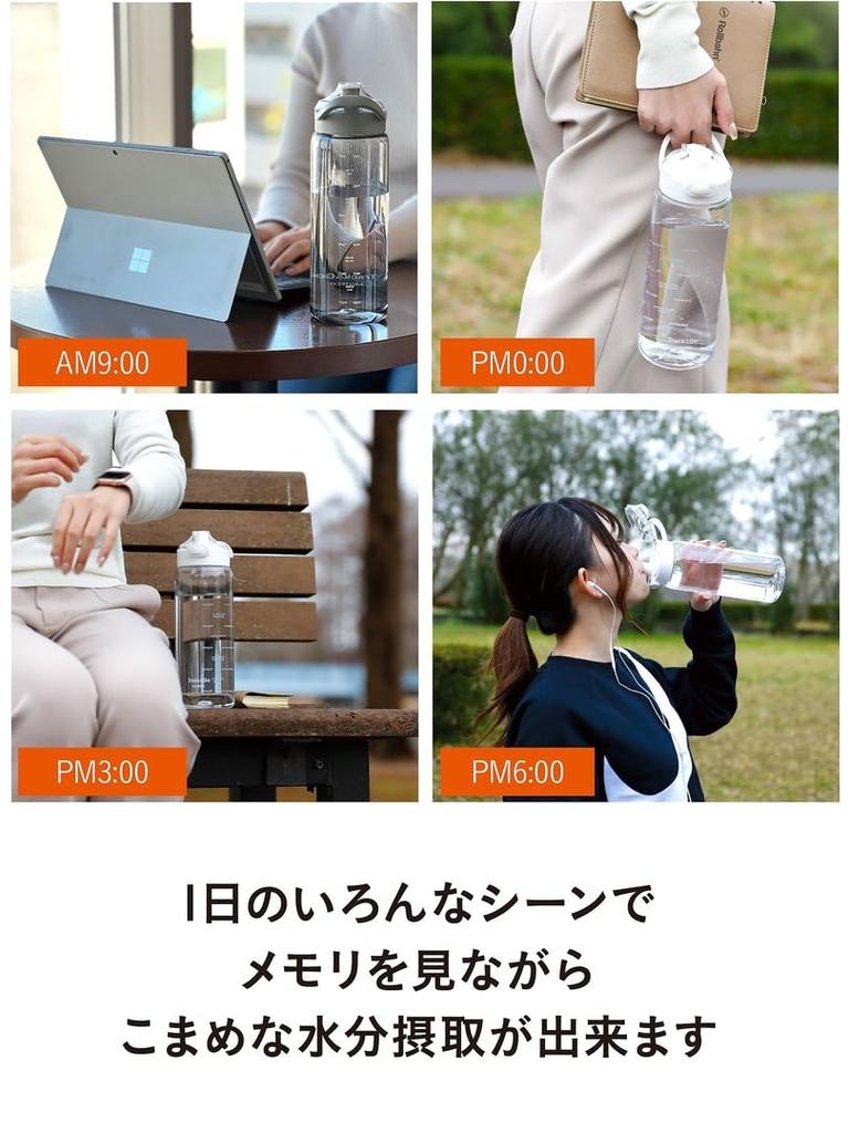 CB JAPAN Water Bottle Time Marker with Memory White One Touch Lightweight Tritan Track and Go Water Bottle santeco