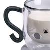ABJJ Glass Cup Double Wall 250Ml Cute Cat Design Home Coffee Mug With Handle For Hot And Cold Milk Tea Juice Transparent Drinkwa