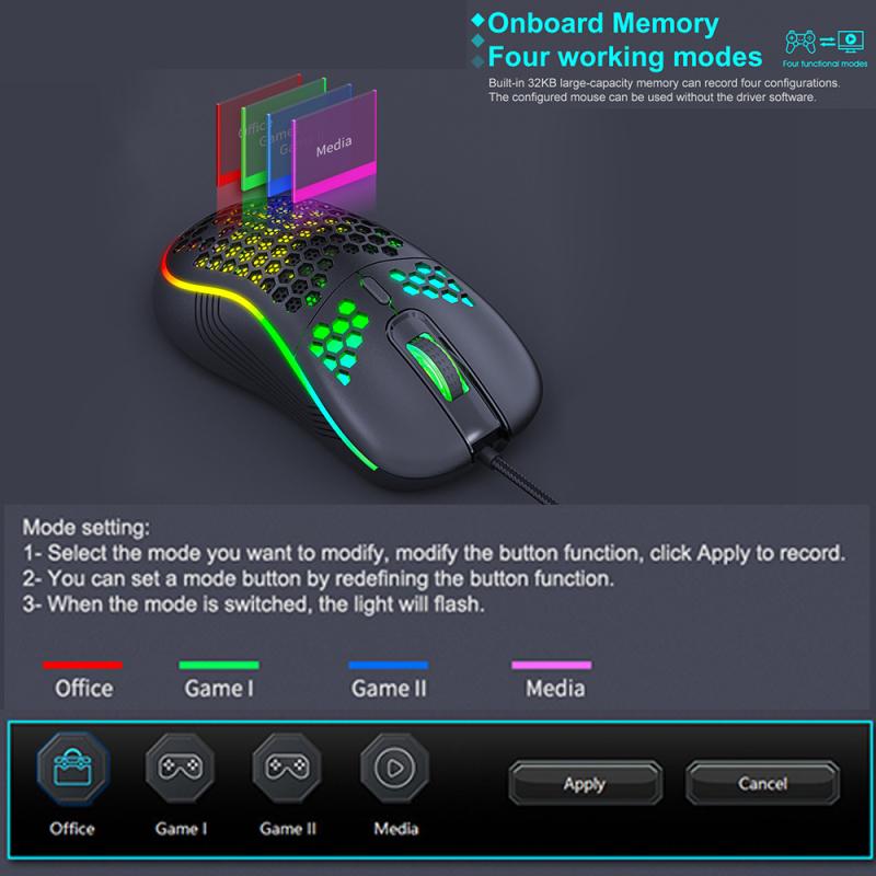 USB Wired Gaming Mouse Mechanical Mice USB Luminous Light Mouse 7200DPI Adjustable Optical Gamer Mouse for PC Computer Game