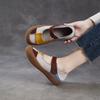 Johnature Genuine Leather Mixed Colors Soft Soled Women's Shoes Retro Round Toe Shallow Flat Shoes