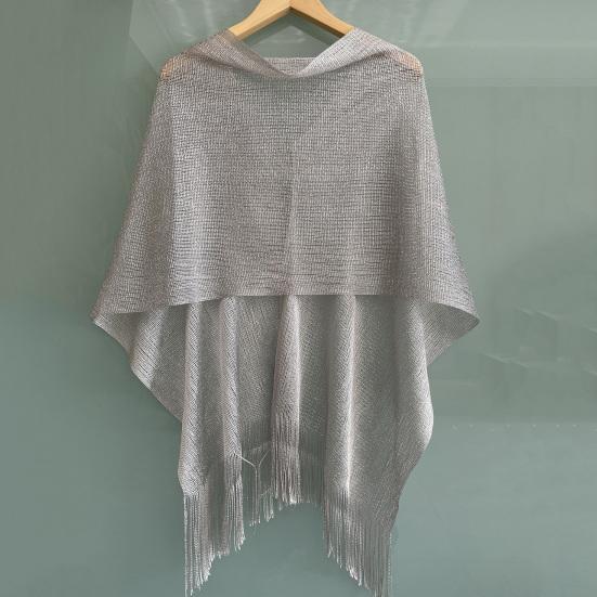 Women Beach Shawl Breathable Fabric Cover-up Shawl with Versatile Tassel Design Weddings Parties Travel Daily