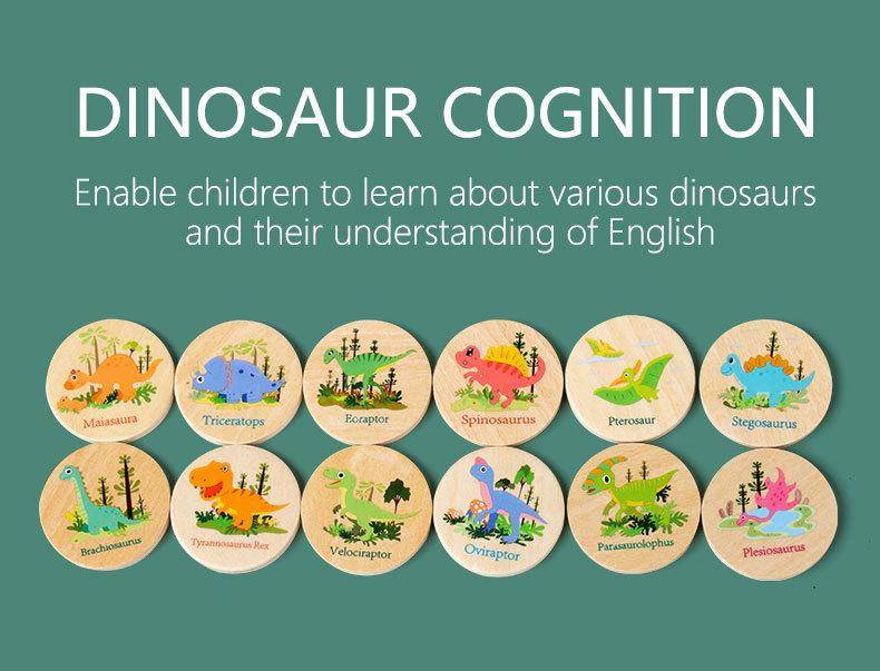 Wooden Dinosaur Matching Game: Early Education Puzzle for Animal Cognition and Focus Training