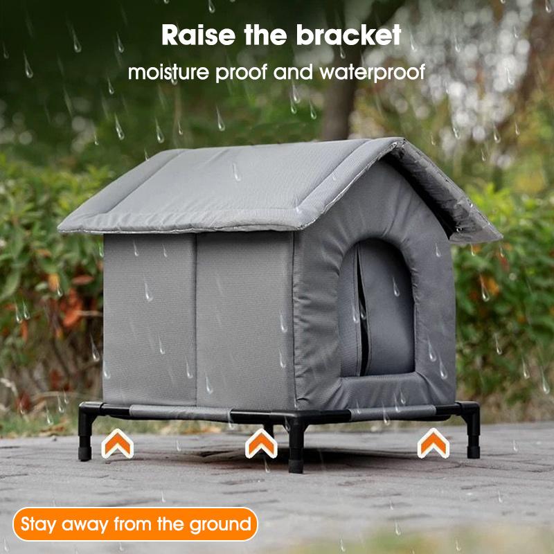Heavy-Duty Outdoor Cat Cabin Winter Warm Shelter with Raised Waterproof Base All-Weather Protection for Community Cats