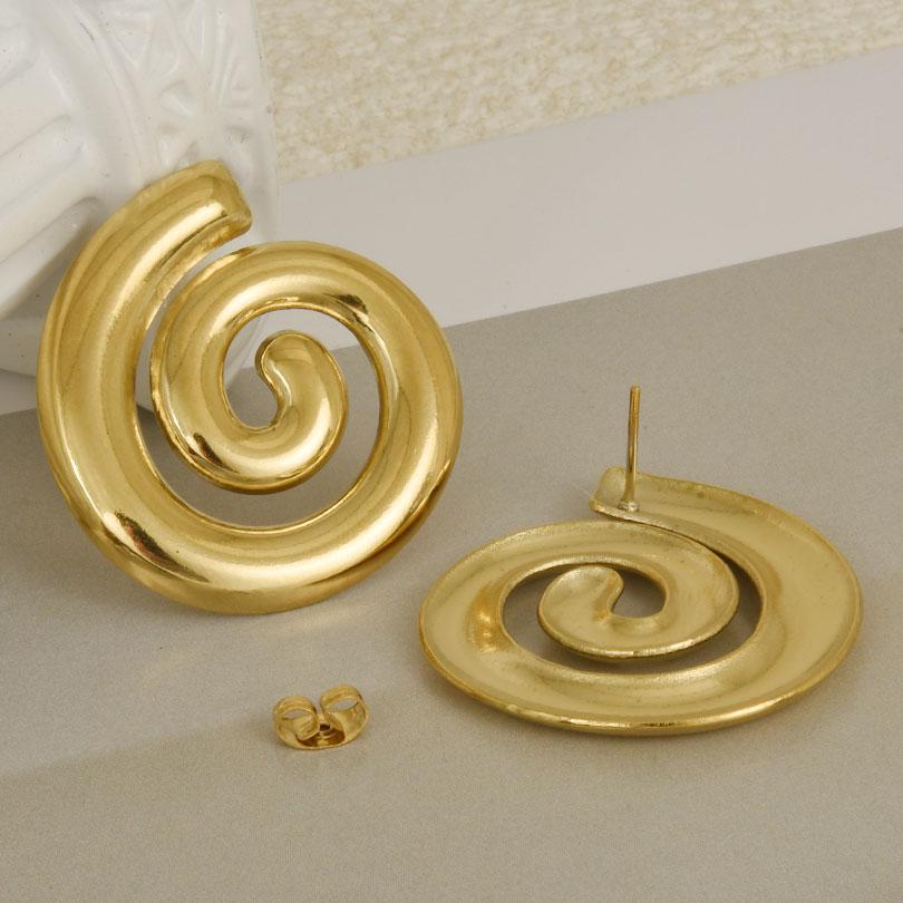 Real Gold Plated Ocean Animal Sea Star Conch Shell Metal Spiral Stainless Steel Ear Studs Earring For Women Men Jewelry Piercing