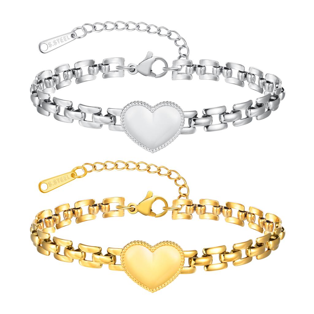 Vnox Edelstahl Liebes-Handgelenkband für Damen Gold Silber Farbe Armband Kette Armbänder Mädchen Herz Schmuck Mädchen Mama Geschenk