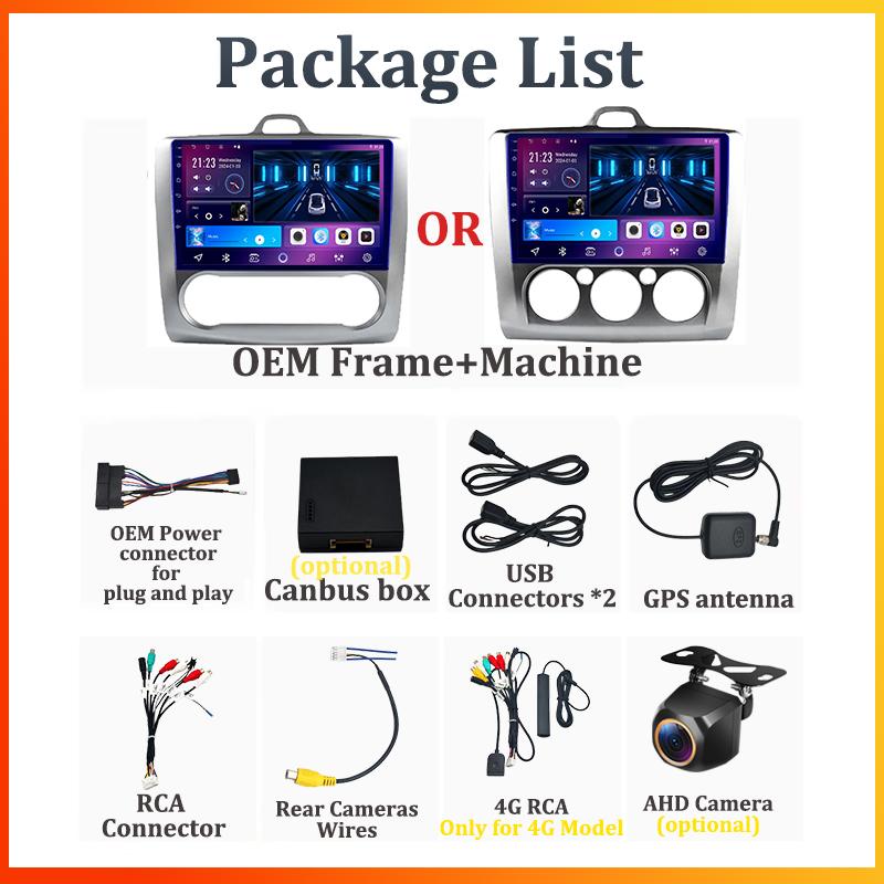 For Ford Focus 2 Mk2 2004-2011 Car Radio Player Car Carplay Screen Autoradio Mirror Link Car Intelligent Systems 8 Core RDS 4G