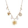Movable Woven Rope Collarbone Chain Ocean Style Mini Metal Sun Necklace  Kids