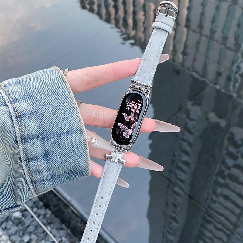 Luksusowy skórzany pasek do paska Xiaomi Mi Band 9 Wymiana paska wielokolorowego do paska Xiaomi Mi Band 8 Bransoleta Correa