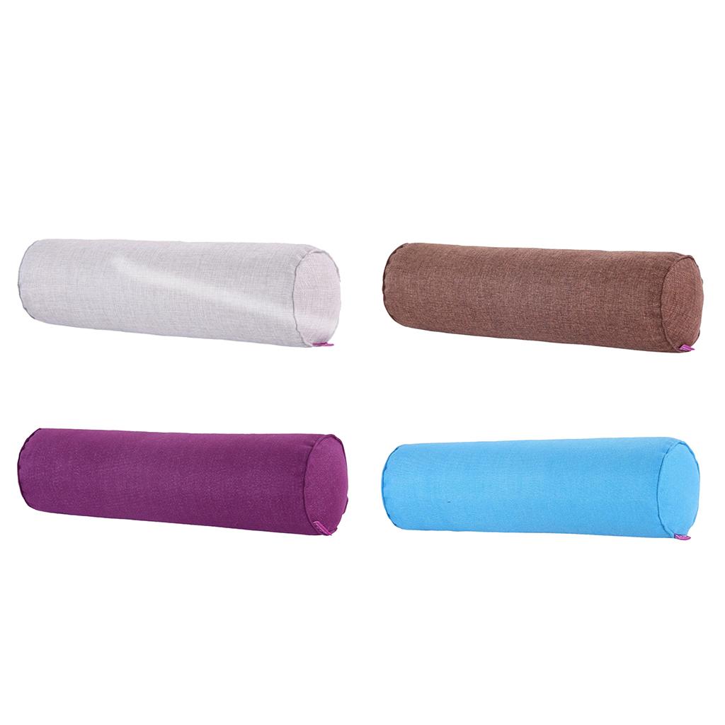 Neck Roll Pillow Soft Linen Orthopedic Sleeping Bolster Neck Back Support Cushion for Home Office Travel