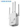 1200Mbps Wireless WiFi Repeater with WAN/LAN Port Dual-Band 2.4GHz/5GHz WiFi Extender 4 Antennas Wi-Fi Signal Booster for Home