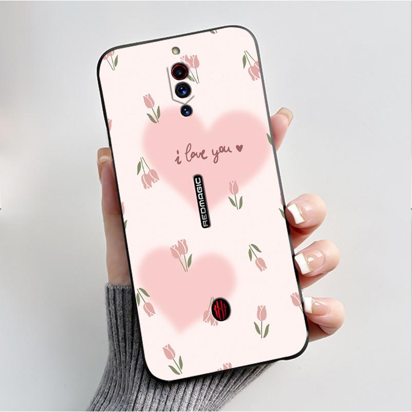 For ZTE Nubia RedMagic 5G Fundas Nubia Red Magic 5S Case Cover Soft Silicone Black Shell Printing Pattern Flower Cartoon Cases