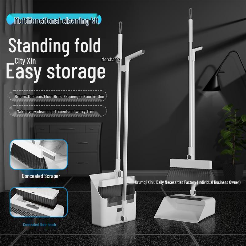 Haushaltsbesen- und Kehrschaufel-Set mit Abzieher - Effizientes Kehrwerkzeug