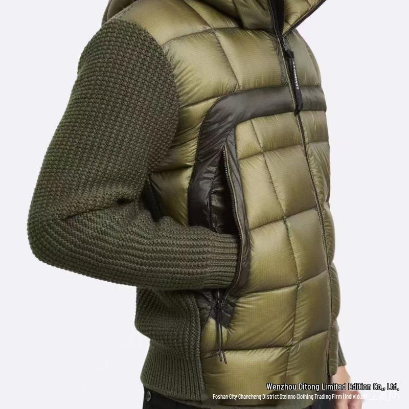 2025 Hohe Version Unisex Strick Patchwork Stehkragen Leichte Daunenjacke Strickjacke