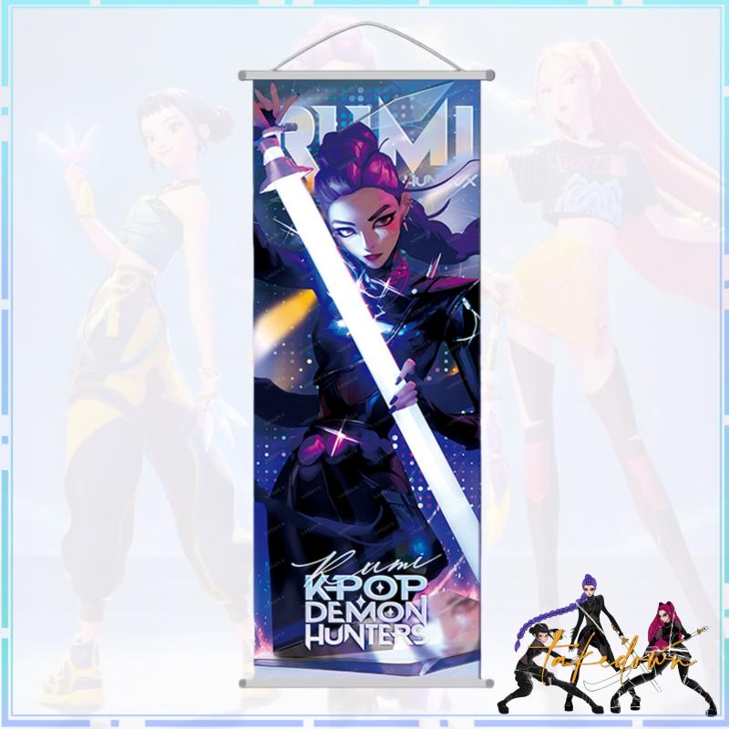 New K-pop Demon Hunter Girl Group Scroll Poster Rumi Mira Poster Wall Art Zoey Jinu Indoor Decoration Support Item Gift 25*70cm