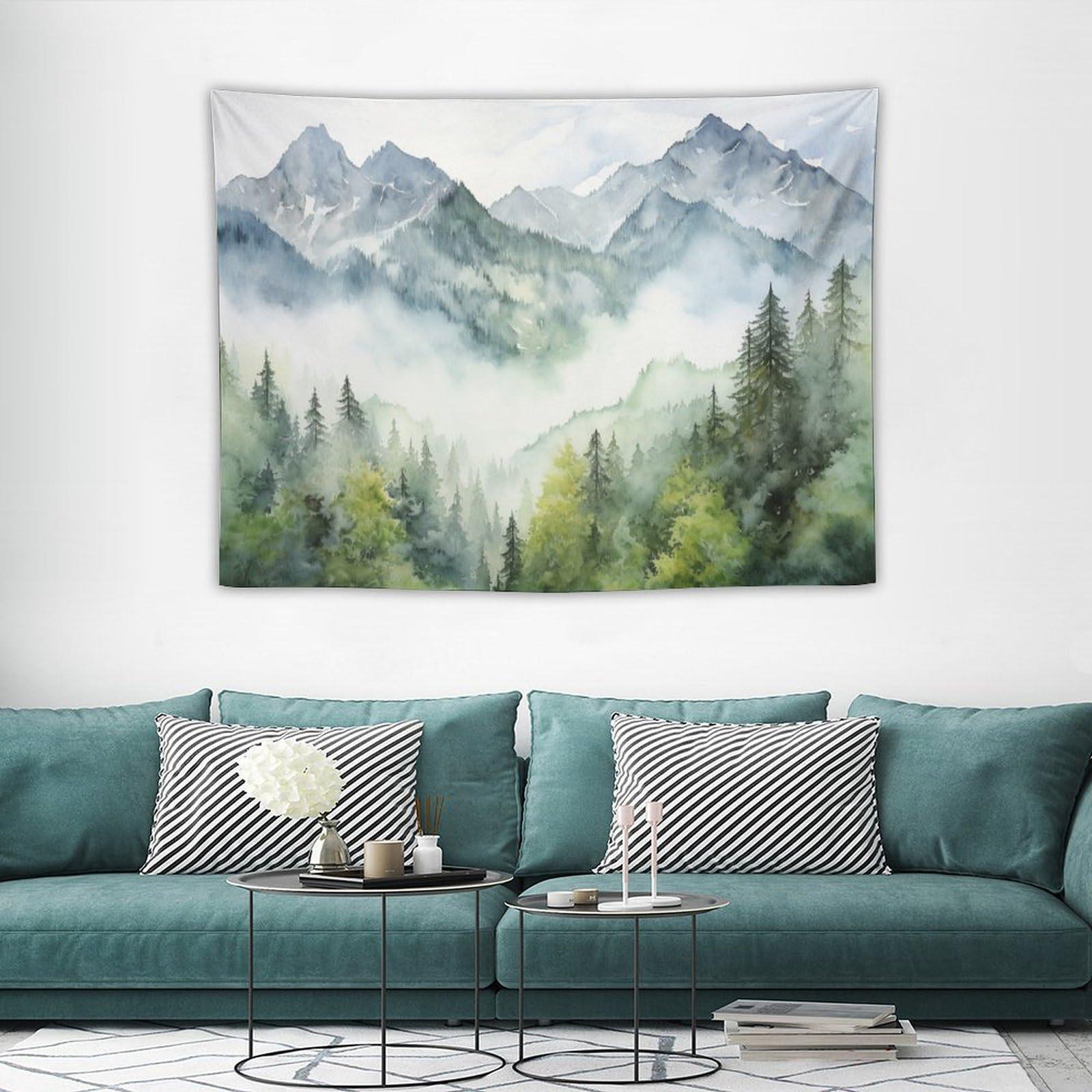 Aurora Snow Mountain Sunset Tapestry 75x100