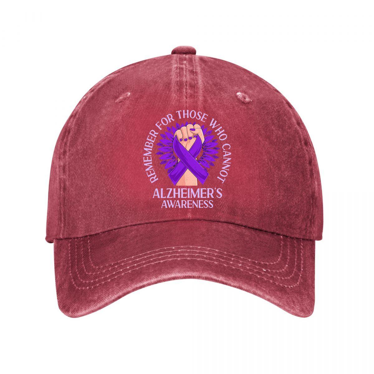 Alzheimers Awareness Purple Ribbon Washed Baseball Cap Outdoor For Womens Unisex FeUnisex One Size