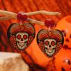 Hand-Painted Skull Acrylic Earrings - Halloween Party Jewelry for Women
