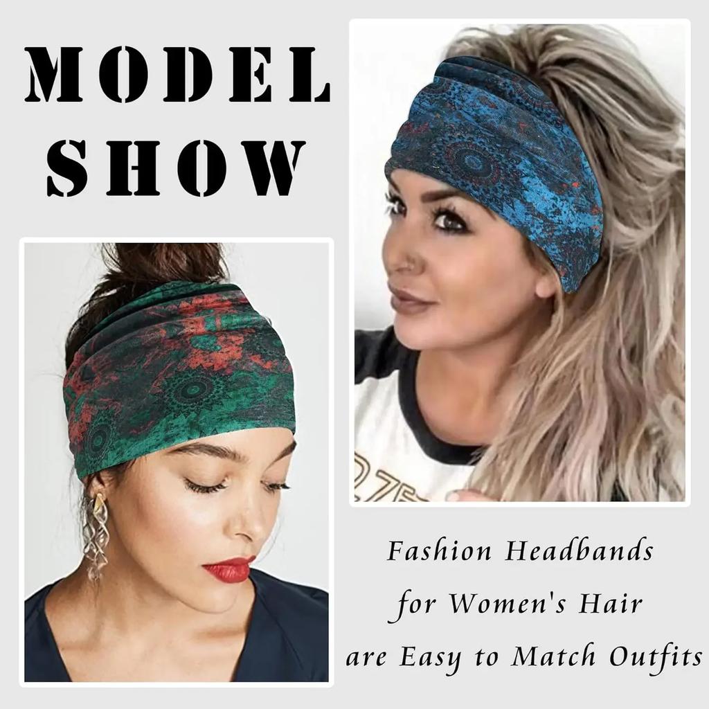 Boho Knot Turbans Yoga Elastic Head Wrap Women Headband Wide Hairbands Headwear Floral Bandanas Fashion Hair Band Accessories