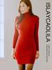 ISLAYCAOLILA EA6 Jose a mini dress perfect for club or party Features a high long and a high Orange Women's Dress, tight-fitting wear. turtleneck,