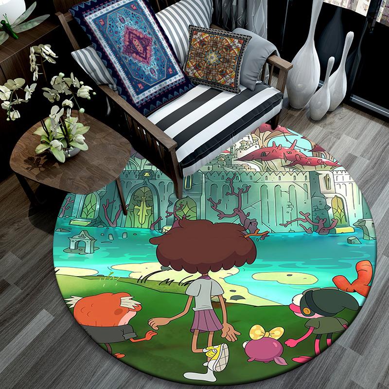 Amphibia pattern round rug,Carpet Rug for Living Room Bedroom Playroom ,Non-slip Floor Mat,Holiday Gifts and Birthday Gifts.