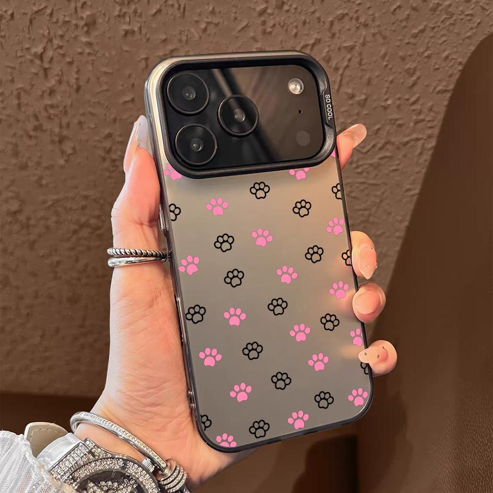 Cute Dog Paws Pattern Phone Case For iPhone 17 16 15 14 13 12 11 Pro Max Air Matte Laser Aurora Shockproof Funda