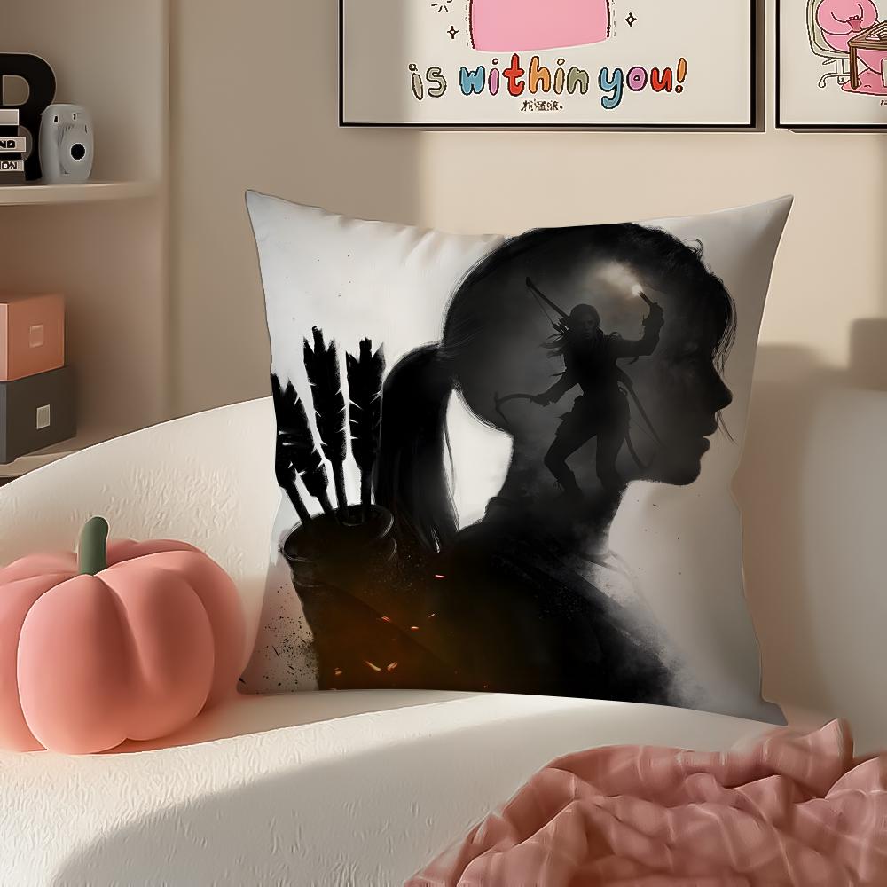 Action Game Franchise TTomb Raider Cushion Cover Pillowcase Short Plush Invisible zipper Room Sofa Cushion Cover