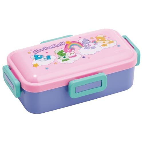 Skater Care Bears PFLB6AG-A Bento Box, 530ml, Single Tier, Made in Japan, with a 4-Point Lock for Leak-Resistant Storage, Dishwasher and Microwave Saf