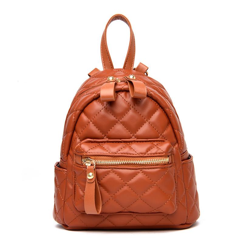Bag Women's Plaid Backpack Summer New Women's Backpack ins Trend Embroidery Thread Rhombus Student Backpack
