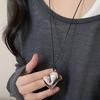 Sweater Chain Heart Fashion Irregular Metal Pendant Long Sweater Chain  Minimalist Black Leather Rope Love Pendant Necklaces