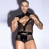 JSY Sexy Lingerie Men Body Underwear Set 2 Pieces Leather Top And Pant Set Bodysuit Nightwear Erotic Lingerie Porno Costume