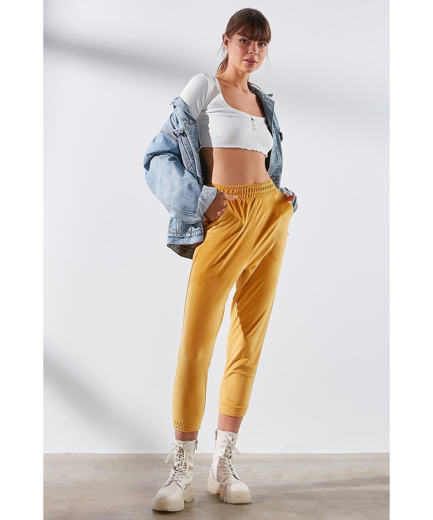 

Женские спортивные штаны Elastic Velvet 731 Горчичный