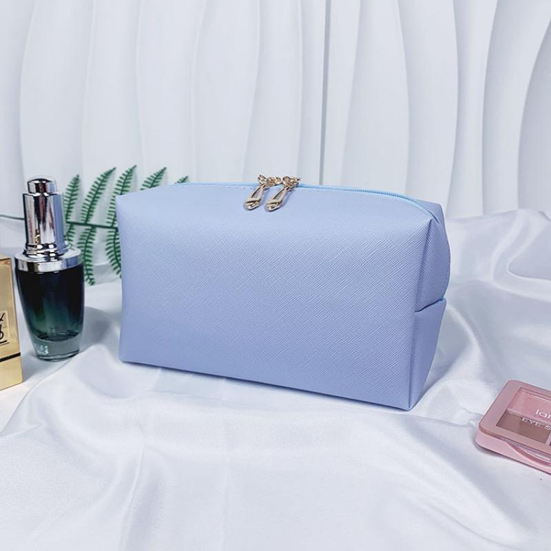 Dopaminová kožená kosmetická taška na úschovu make-upu, osmihranná malá čtvercová taška, jednoduchá jednobarevná dárková kosmetická taška