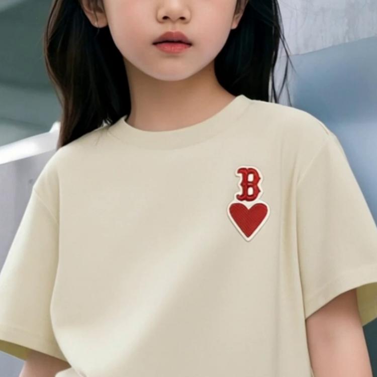 New MLB Boston Red Sox T Shirt Light Sand Children Aged 3 7 Years Old 7ATSH0553-43SAL