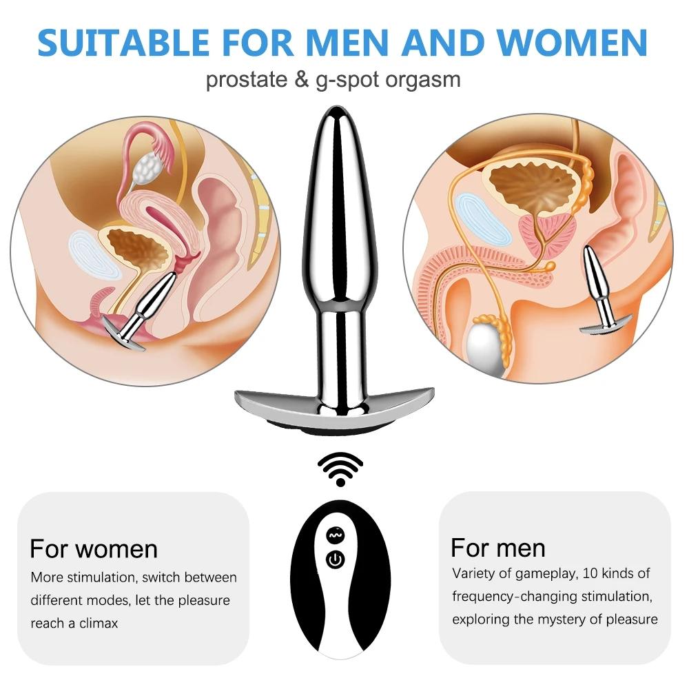 10 Frequency Remote Control Metal Vibrating Wearable Vibrating Posterior Plug Prostate Massager Masturbator Vibrator Sex Toys for Men and Women