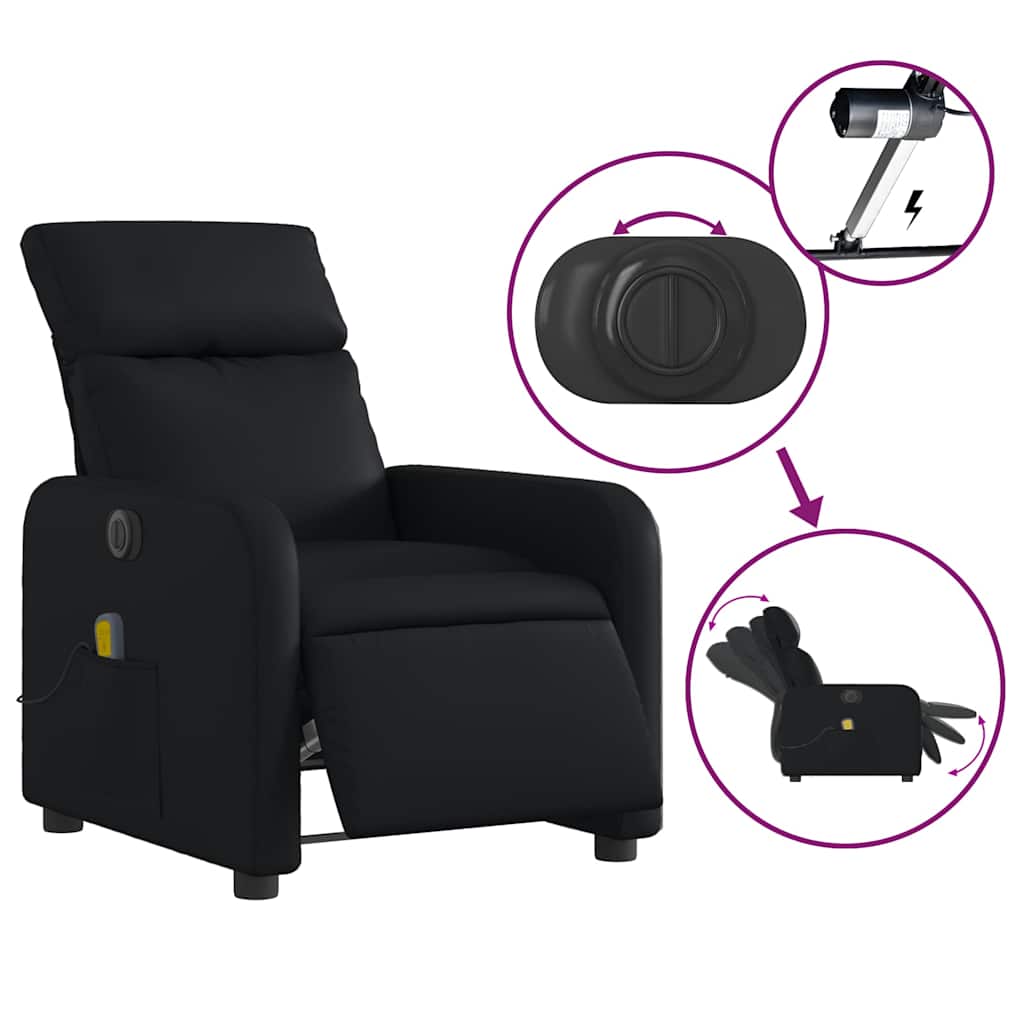 Vidaxl Foldable Massage Armchair, Electric, Black, Faux Leather