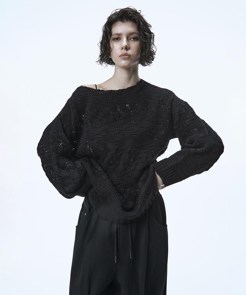 Teulimingbeodeu Blended Texture Knit Pullover [ Black ]