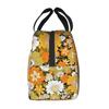 Colorful Boho Floral Bright Blossoms Print Lunch Bag Portable Thermal Cooler Insulated Bento Box for Kids Food Tote Bags