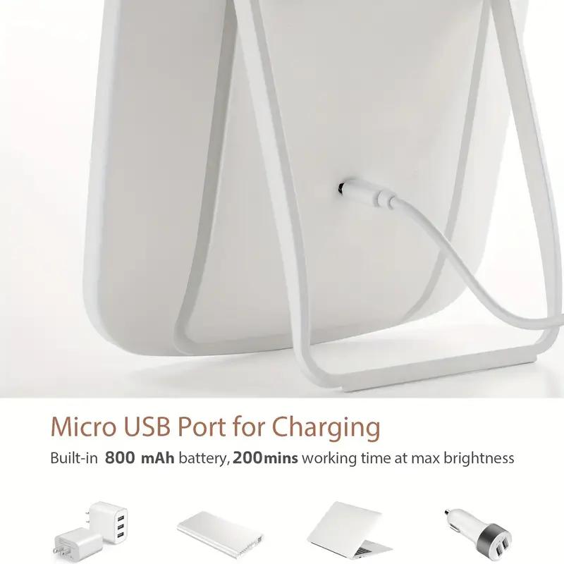 LED Makeup Mirror with Stand Desktop Folding Compact Square Travel Cosmetic Mirror With 3 Colours Lights Portable Handheld Gifts