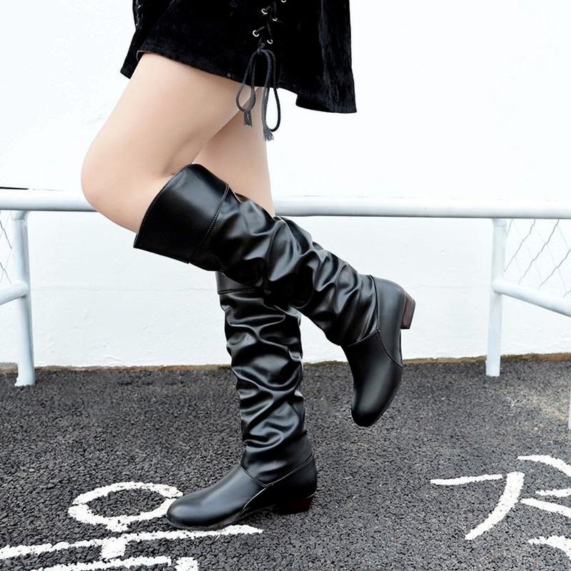 Fashion New Fashion Korean Style Women's Boots In 2024 Spring Autumn Pointed Low Heel Over-the-knee Casual Modern Boots for Daily